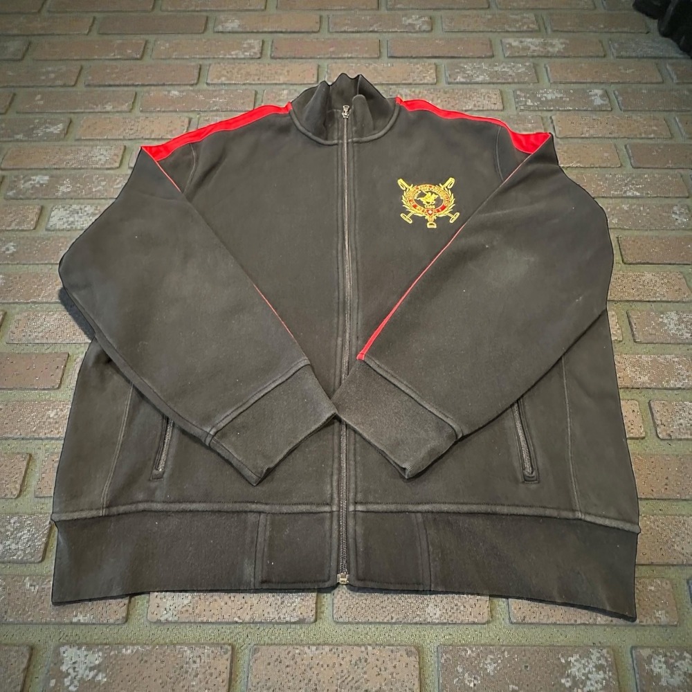 Vintage Polo Ralph Lauren St Moritz Polo World Cup Blk XXL Zip Red Stripe Jacket